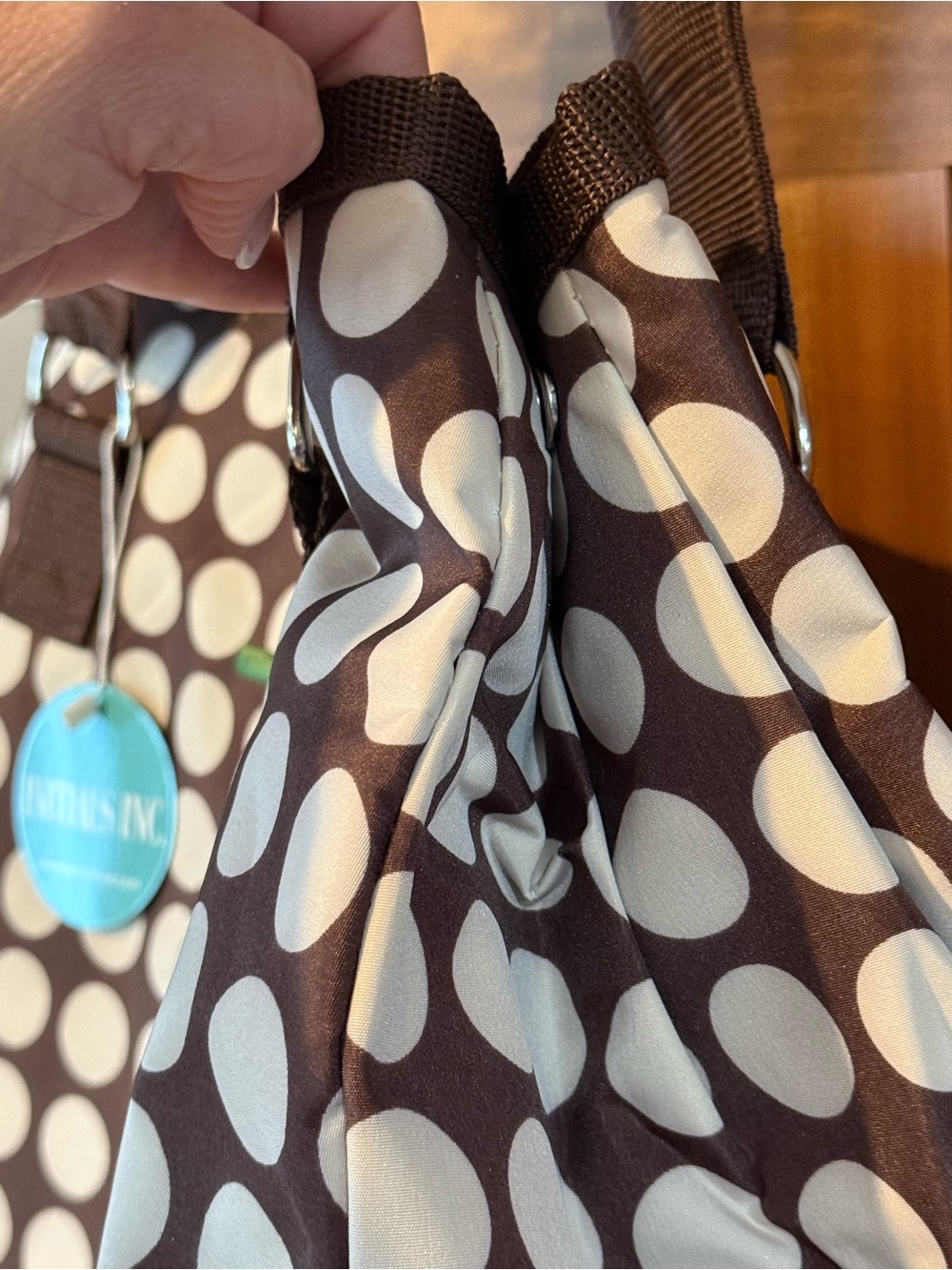 NWT Initials Inc. One Trip Wonder Bag - Brown/White with Green Monogram - Picture 3 of 7